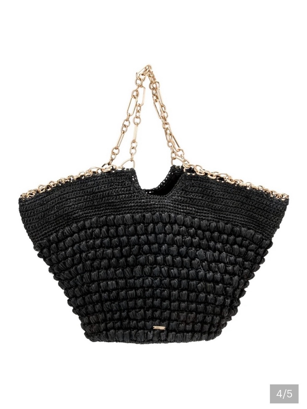 cult gaia Black Woven Tote with Gold Chain Straps - Picture 4 of 5
